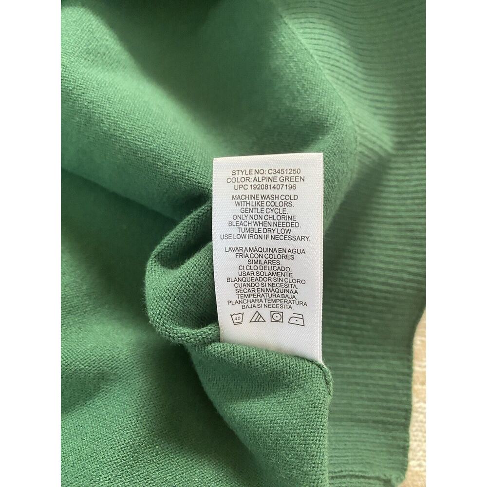 NWT Vince Camuto Cece Sz XL Green Wms Mock Neck Clip Dot Sheer Balloon Slv Swtr - Picture 7 of 11